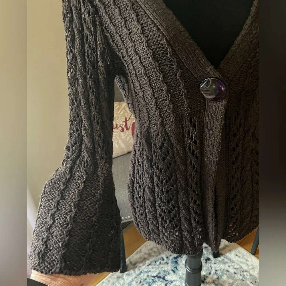 Tweeds Loose Knit 3/4 sleeve Cardigan - Picture 7 of 10